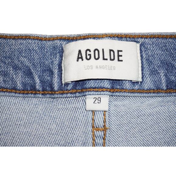 AGOLDE Riley High Rise Distressed Jeans Women’s Size 29 Blue Button Fly - Picture 5 of 7